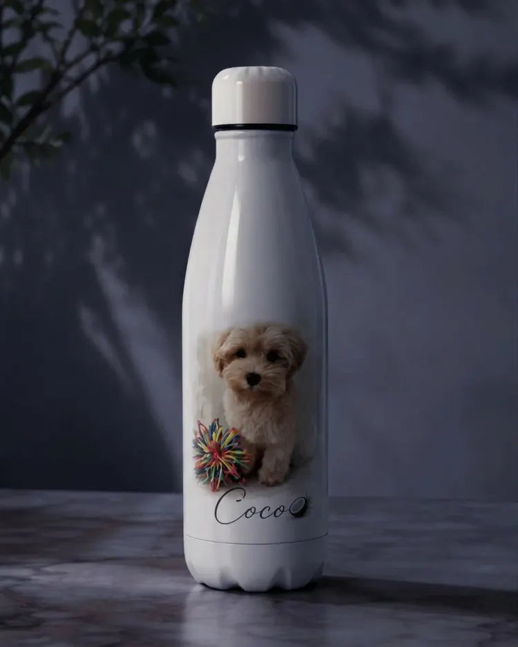 Personalised dog portrait water bottle